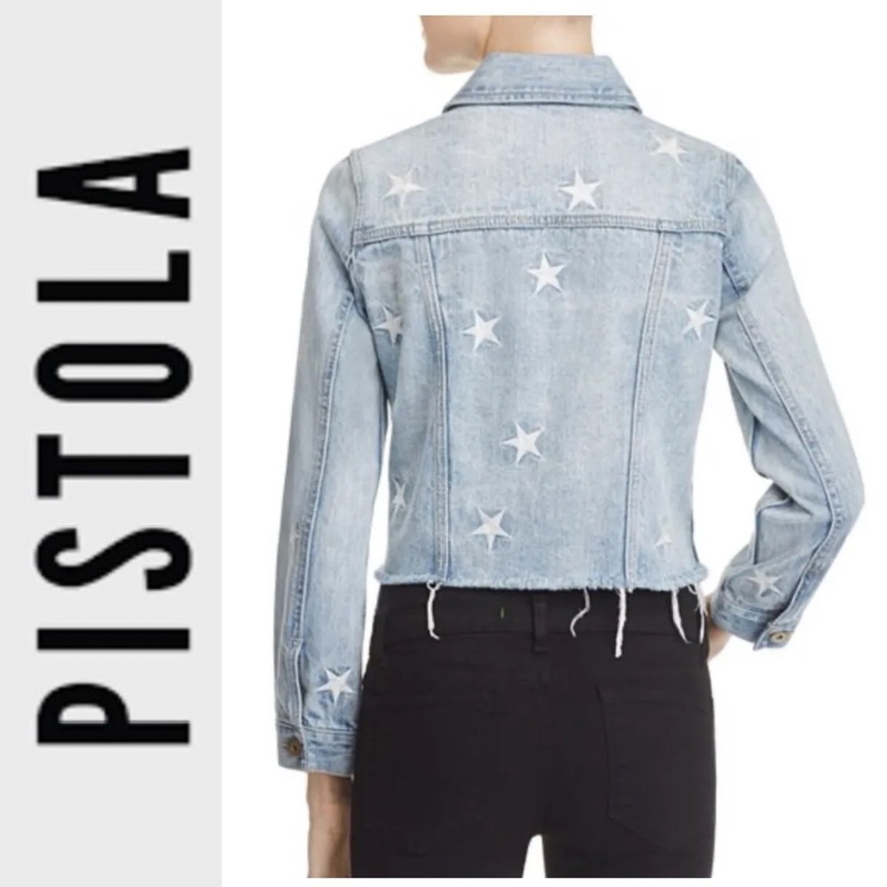 Like New Pistola Brando Star Embroidery Denim Jacket xs - Picture 2 of 15